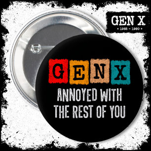 Generation X Gen Xer hat sich über die Erholung vo Button