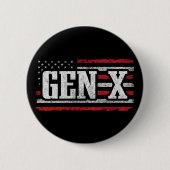 Generation X Gen Xer Proud American Flag Gen X Button (Vorderseite)