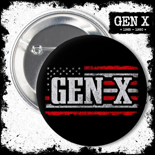 Generation X Gen Xer Proud American Flag Gen X Button