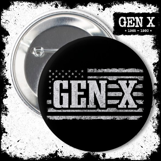 Generation X Gen Xer Proud American Flag Gen X Button