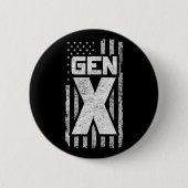 Generation X Gen Xer Proud American Flag Gen X Button (Vorderseite)