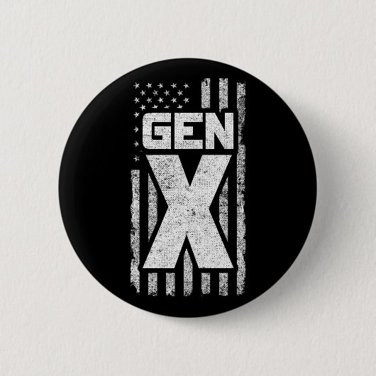Generation X Gen Xer Proud American Flag Gen X Button (Vorderseite)