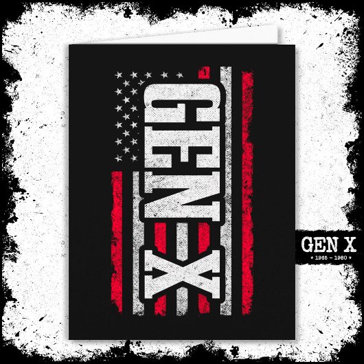 Generation X Gen Xer Proud American Flag Gen X Karte