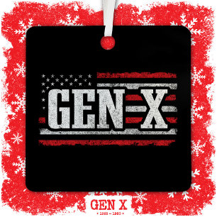 Generation X Gen Xer Proud American Flag Gen X Ornament Aus Metall