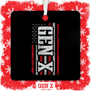 Generation X Gen Xer Proud American Flag Gen X Ornament Aus Metall
