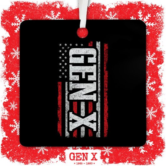 Generation X Gen Xer Proud American Flag Gen X Ornament Aus Metall