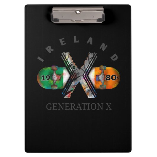 Generation X IrlandSkateboard der 80er Jahre Klemmbrett (Vorderseite)