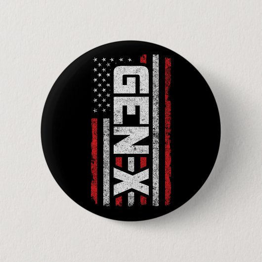 Generation X Proud Gen Xer American Flag Gen X Button (Vorderseite)