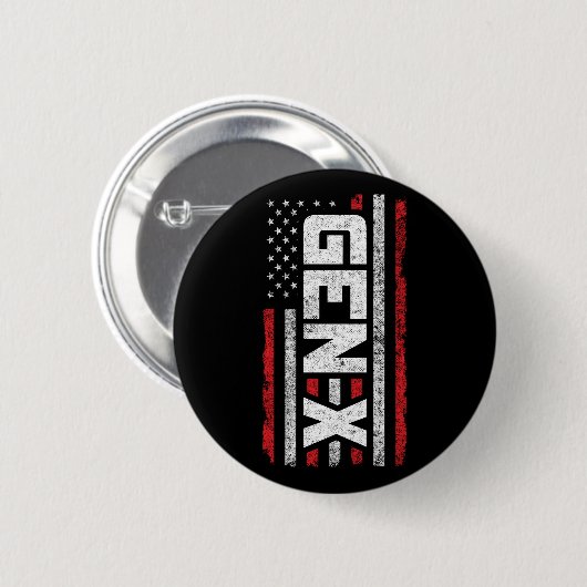 Generation X Proud Gen Xer American Flag Gen X Button (Vorne & Hinten)