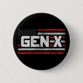 Generation X Proud Gen Xer American Flag Gen X Button (Vorderseite)