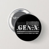 Generation X Proud Gen Xer American Flag Gen X Button (Vorne & Hinten)