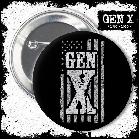 Generation X Proud Gen Xer American Flag Gen X Button