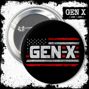 Generation X Proud Gen Xer American Flag Gen X Button