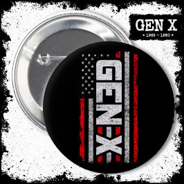 Generation X Proud Gen Xer American Flag Gen X Button