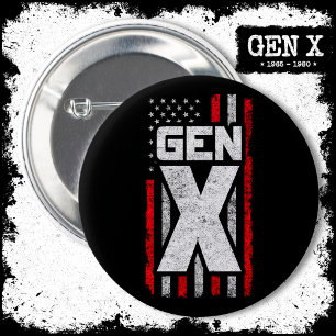 Generation X Proud Gen Xer American Flag Gen X Button