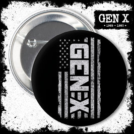 Generation X Proud Gen Xer American Flag Gen X Button