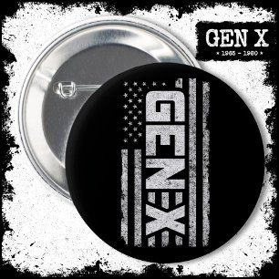 Generation X Proud Gen Xer American Flag Gen X Button