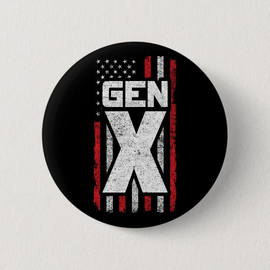Generation X Proud Gen Xer American Flag Gen X Button (Vorderseite)