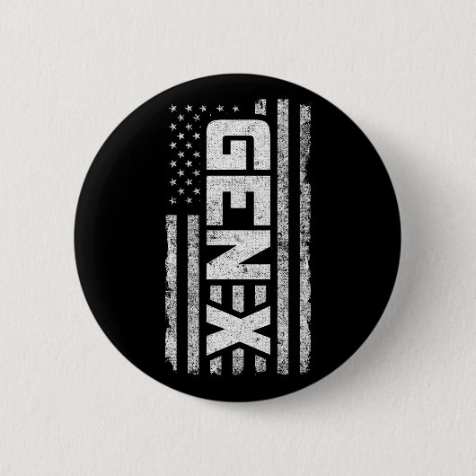 Generation X Proud Gen Xer American Flag Gen X Button (Vorderseite)