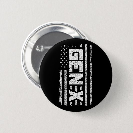 Generation X Proud Gen Xer American Flag Gen X Button (Vorne & Hinten)