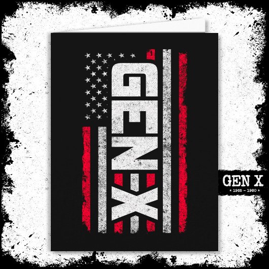 Generation X Proud Gen Xer American Flag Gen X Karte