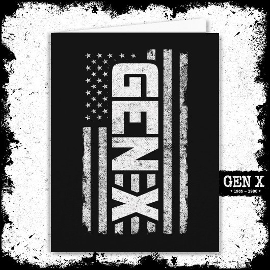 Generation X Proud Gen Xer American Flag Gen X Karte
