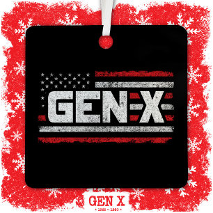 Generation X Proud Gen Xer American Flag Gen X Ornament Aus Metall