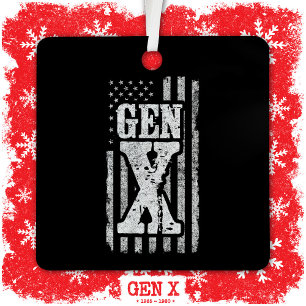 Generation X Proud Gen Xer American Flag Gen X Ornament Aus Metall