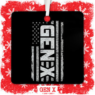 Generation X Proud Gen Xer American Flag Gen X Ornament Aus Metall