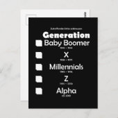 Generationen Baby Boomer, X, Y, Millennials, Z, Al Postkarte (Vorne/Hinten)