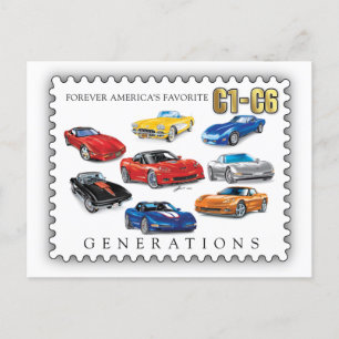 GENERATIONEN DER AUTOMOBILKUNST FEIERTAGSPOSTKARTE