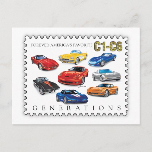 GENERATIONEN DER AUTOMOBILKUNST FEIERTAGSPOSTKARTE (Vorderseite)