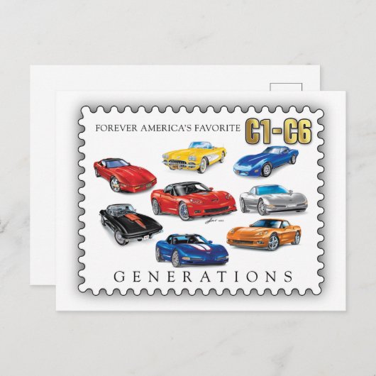 GENERATIONEN DER AUTOMOBILKUNST FEIERTAGSPOSTKARTE (Vorne/Hinten)