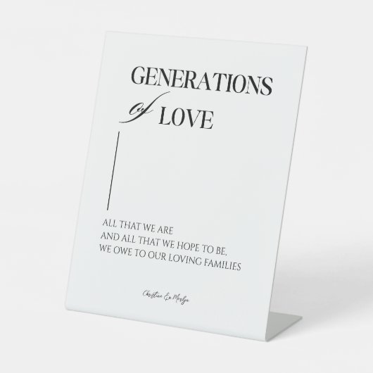 Generationen von Liebe Elegante Minimalistische Ho Sockelschild (Vorderseite)