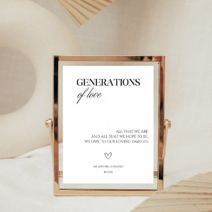 Generationen von Liebe Elegante Minimalistische Ho Sockelschild