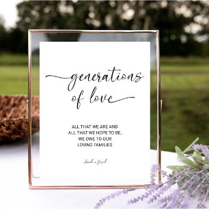 Generationen von Liebe Moderne Kalligraphie Hochze Sockelschild