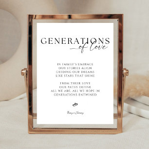 Generationen von Liebe Modernes Elegantes Hochzeit Sockelschild