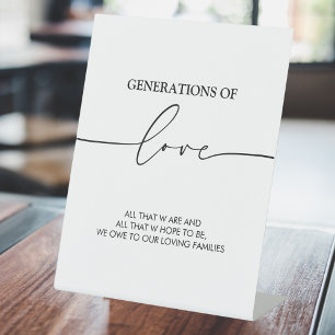 Generationen von Liebe Modernes Hochzeitszeichen Sockelschild