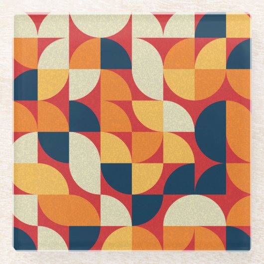 Generative Kunst: Bunte Quarterzirkel Glasuntersetzer (Vorderseite)