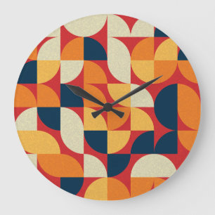 Generative Kunst: Bunte Quarterzirkel Große Wanduhr