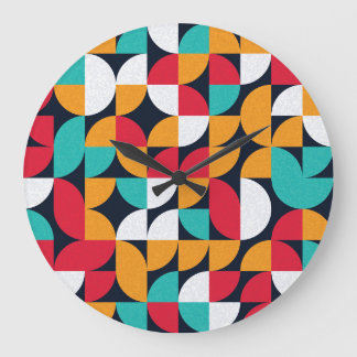 Generative Kunst: Farbige Dreiecksstruktur Große Wanduhr