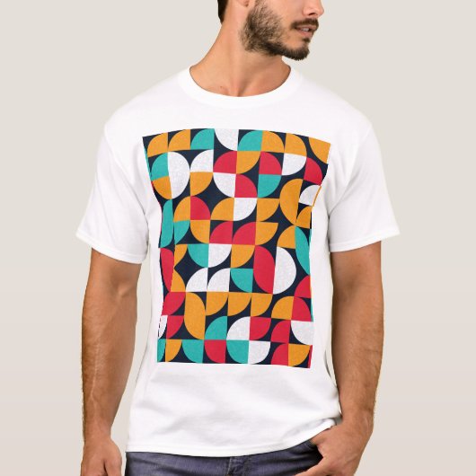 Generative Kunst: Farbiges Dreieck-Muster T-Shirt (Vorderseite)