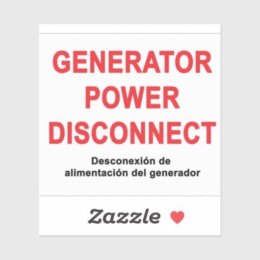 Generator-Notstromversorgung Abschalten - ETIKETT (Blatt)