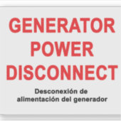 Generator-Notstromversorgung Abschalten - ETIKETT (Vorderseite)