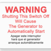 Generator startet automatisch - WARNHINWEIS Aufkleber (Vorderseite)