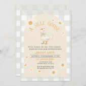 Generell neutrale Daisy Green Goose Baby Dusche Einladung (Vorne/Hinten)