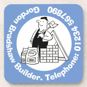 Genereller Builder mit Gebäude-Materialien. Getränkeuntersetzer