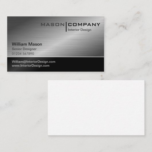 Generic Black & Steel Corporate Business Card Visitenkarte (Vorne/Hinten)