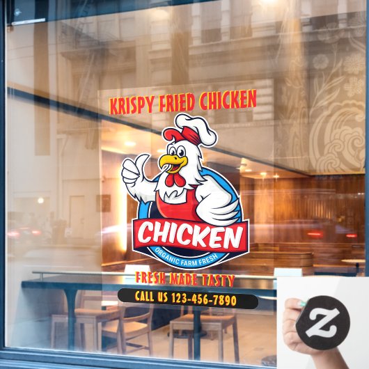 Generic Customize Fried Crispy Hühnchen 2 Front Fensteraufkleber (Café-Fenster)