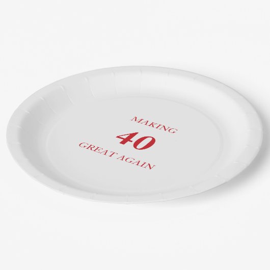 Generic Making 40 Great Again Birthday Party Red Pappteller (Schrägansicht)